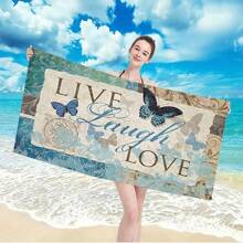 1 Khăn tắm biển in kỹ thuật số thể thao & ngoài trời, Thảm tập yoga trong nhà, Khăn choàng bãi biển, Khăn tắm sọc hồng hạc thấm hút khô nhanh khi đi du lịch - Bướm cổ điển~001 - Xem 3