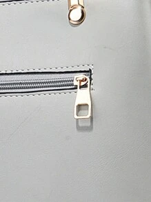 PLANEE Combo Bag, Elegant Zipper Handbag, Fashionable Handbag For Women, PU Leather Large Capacity Handbag For Women, Office And Work Shoulder Bag For Women, Complete Work Shoulder Bag, Geometric Pattern Wallet Set, Best Mother Day Gifts Ever - Light Grey - View 11