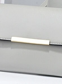 PLANEE Combo Bag, Elegant Zipper Handbag, Fashionable Handbag For Women, PU Leather Large Capacity Handbag For Women, Office And Work Shoulder Bag For Women, Complete Work Shoulder Bag, Geometric Pattern Wallet Set, Best Mother Day Gifts Ever - Light Grey - View 9