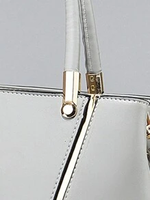 PLANEE Combo Bag, Elegant Zipper Handbag, Fashionable Handbag For Women, PU Leather Large Capacity Handbag For Women, Office And Work Shoulder Bag For Women, Complete Work Shoulder Bag, Geometric Pattern Wallet Set, Best Mother Day Gifts Ever - Light Grey - View 8