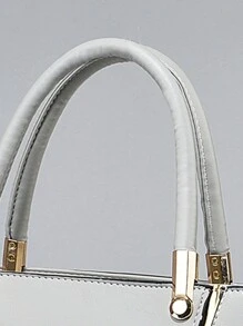 PLANEE Combo Bag, Elegant Zipper Handbag, Fashionable Handbag For Women, PU Leather Large Capacity Handbag For Women, Office And Work Shoulder Bag For Women, Complete Work Shoulder Bag, Geometric Pattern Wallet Set, Best Mother Day Gifts Ever - Light Grey - View 7