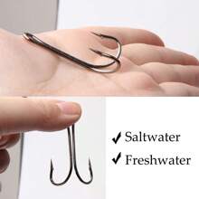 Double Hooks - Fly Tying Double Hooks Classic Frog Hooks 3X Strong Sharp Open Shank High Carbon Steel Barbed Small For Saltwater And Freshwater
