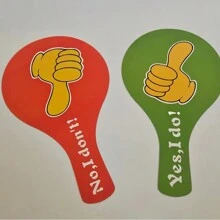1/2 Pcs Thumb Up Hand Signal Educational Prop With English Words, One Side Green Other Side Red, For Classroom Use - Multicolor - View 2