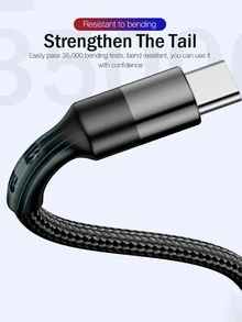 USB To TYPE-C Interface Data Cable, 120W Ultra-High Power, Black 1M. Portable, Durable, Compatible With TYPE-C Interface Devices, And Will Not Be Damaged After Long-Term Use. Black Braided Rope, TYPE-C Interface. - Black - View 5