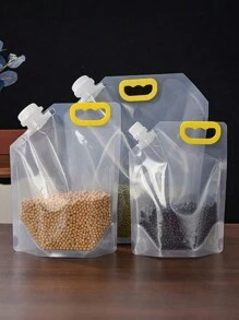 1 件/5 件透明食品储存密封袋、厨房谷物防潮密封袋、真空便携式密封袋、厨房配件 + 1 件可折叠硅胶漏斗/厨房网袋、多用途挂袋、垃圾袋收纳袋 - 無色 - 查看 8