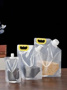 1 件/5 件透明食品储存密封袋、厨房谷物防潮密封袋、真空便携式密封袋、厨房配件 + 1 件可折叠硅胶漏斗/厨房网袋、多用途挂袋、垃圾袋收纳袋 - 無色 - 查看 9