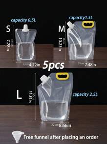 1 件/5 件透明食品储存密封袋、厨房谷物防潮密封袋、真空便携式密封袋、厨房配件 + 1 件可折叠硅胶漏斗/厨房网袋、多用途挂袋、垃圾袋收纳袋 - 無色 - 查看 3