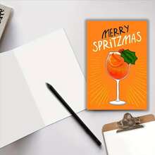 1pc Merry Spritzmas Humorous Greeting Card - Multifunctional Cartoon-Themed Christmas, Birthday, New Year, Congratulations & Holiday Card For Anyone - English Language, Includes Envelope,Christmas - Multicolor - View 6