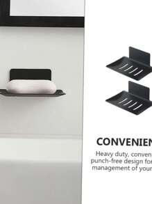 Soap Holder Soap Dish Wall Mount Soap Box Sink Bar Soap Container Shelf 1 Piece - 黑色 - 查看 8