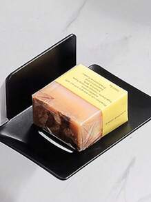 Soap Holder Soap Dish Wall Mount Soap Box Sink Bar Soap Container Shelf 1 Piece - 黑色 - 查看 6