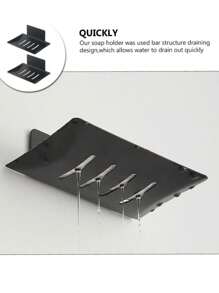 Soap Holder Soap Dish Wall Mount Soap Box Sink Bar Soap Container Shelf 1 Piece - 黑色 - 查看 7