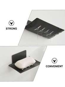 Soap Holder Soap Dish Wall Mount Soap Box Sink Bar Soap Container Shelf 1 Piece - 黑色 - 查看 4