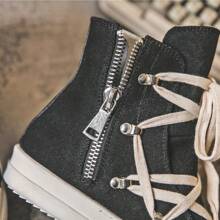 Five Star Platform Canvas Shoes, Couples 24 New Spring And Autumn, All Personality Street Fashion Shoes Hip Hop High Top Shoes, Men And Women - Black - View 3
