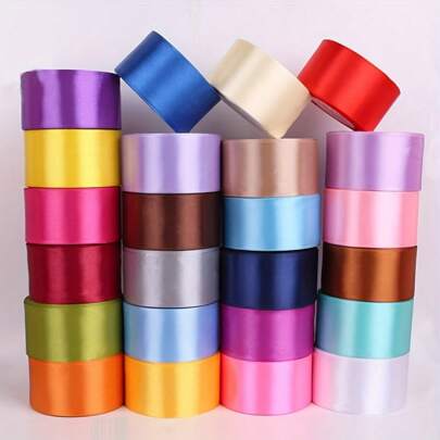 1 条 4 厘米宽 x 25 码彩色缎带，适用于蛋糕、礼品、缝纫、婚礼、DIY、蝴蝶结、圣诞节和节日装饰、圣诞节