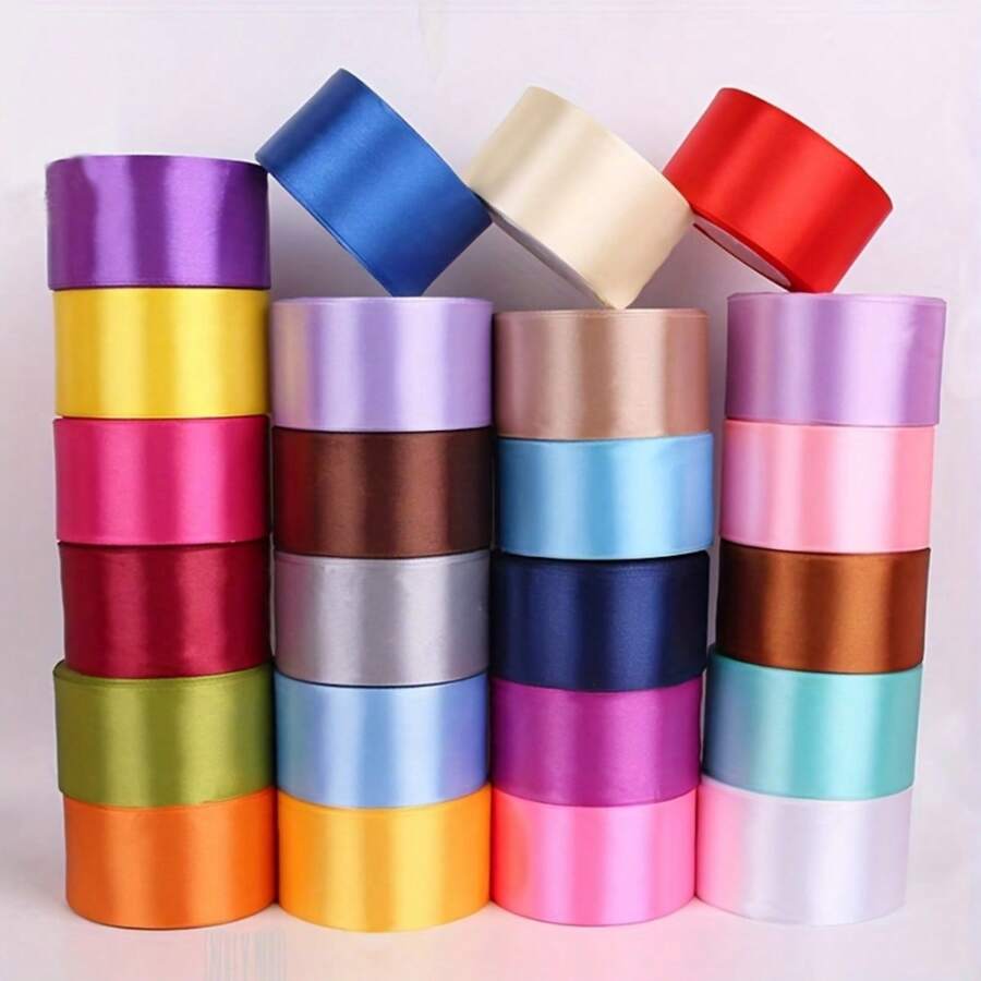 1 条 4 厘米宽 x 25 码彩色缎带，适用于蛋糕、礼品、缝纫、婚礼、DIY、蝴蝶结、圣诞节和节日装饰、圣诞节 - 彩色 - 查看 1