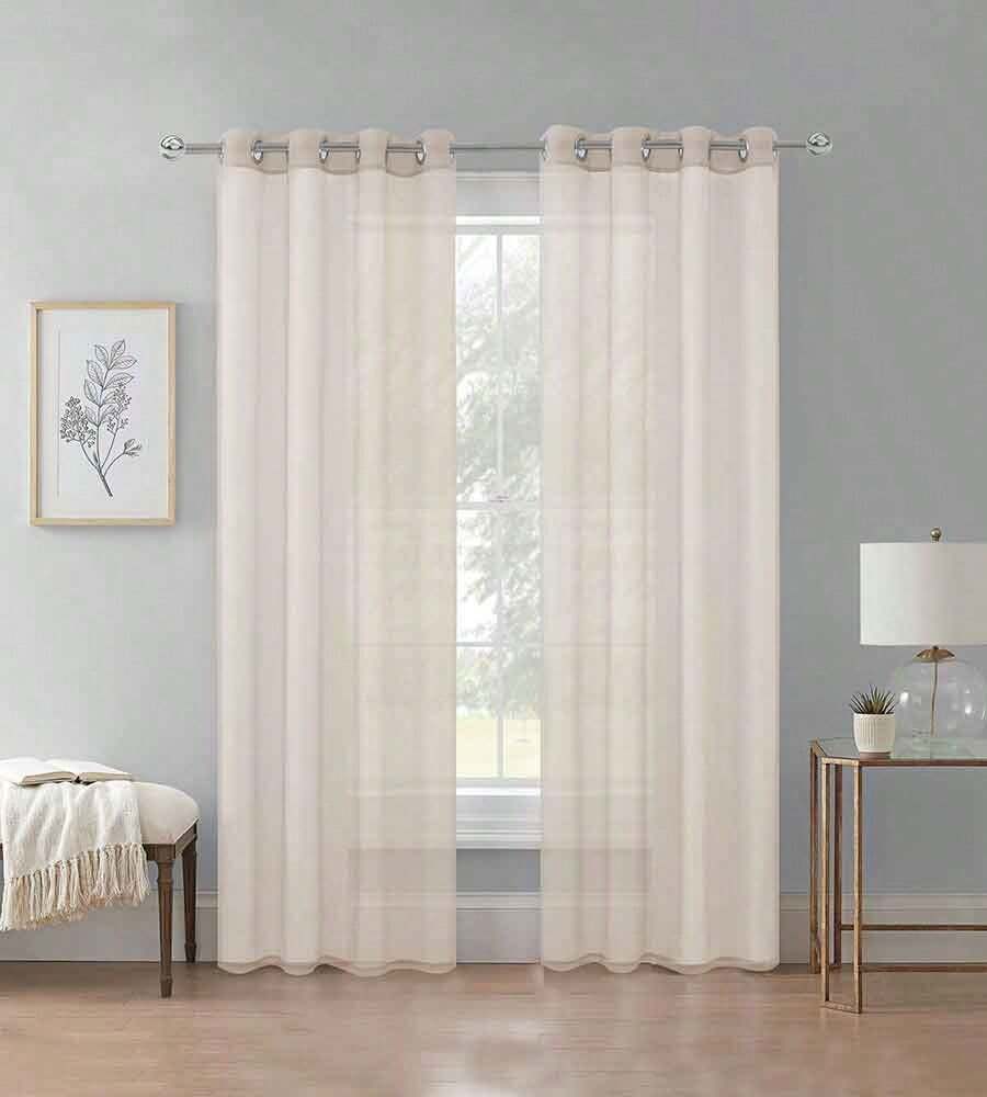 TRANSPARENT VEIL CURTAIN - 骨 - 查看 1