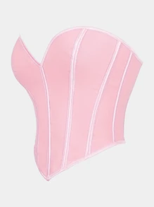 Neuer schwarzer matter strukturierter, strapless, eng anliegender Bustier-Top für Frauen