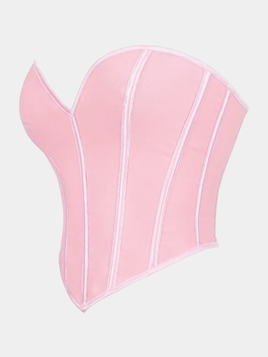 Bonmuse Atasan Bustier Ketat Tanpa Tali dengan Tekstur Matte Hitam Baru untuk Wanita, Cocok untuk Musim Panas