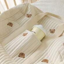 2024 Neue koreanische bestickter Reisetasche, Gepäcktasche mit großer Kapazität, leichte Aufbewahrungstasche, Schultertasche Boston Bag mit Bären Design, Schultasche, Schul-Accessoires, Schulsachen