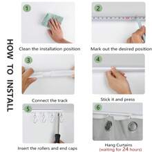 Easy-Install Self-Adhesive Curtain Track Set - Universal Installation On Ceiling And Side Of Curtains, No Drilling Required, Hidden Sliding Track For Bathroom And Household Curtains (Non-Flexible) Home Bathroom Decor Fall Decor Bathroom Accessories Back To School