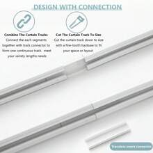 Easy-Install Self-Adhesive Curtain Track Set - Universal Installation On Ceiling And Side Of Curtains, No Drilling Required, Hidden Sliding Track For Bathroom And Household Curtains (Non-Flexible) Home Bathroom Decor Fall Decor Bathroom Accessories Back To School