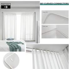 Easy-Install Self-Adhesive Curtain Track Set - Universal Installation On Ceiling And Side Of Curtains, No Drilling Required, Hidden Sliding Track For Bathroom And Household Curtains (Non-Flexible) Home Bathroom Decor Fall Decor Bathroom Accessories Back To School