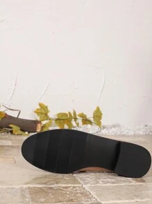 Autumn Fashion Chunky Mid Heel Soft Leather Casual Loafers