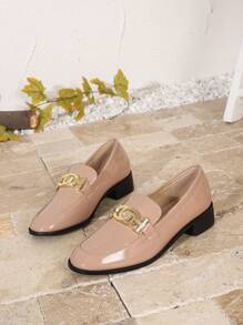 Autumn Fashion Chunky Mid Heel Soft Leather Casual Loafers