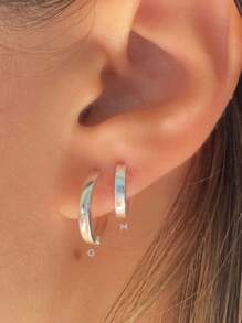 CLICK SILVER PLAIN HOOP EARRING TRIO KIT - 銀色 - 查看 8
