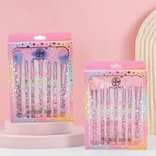 Juego de siete brochas de maquillaje con purpurina de lujo Pinceles de maquillaje Set de brochas de maquillaje Kit de pinceles de maquillaje 7 unidades - Morado - Ver 4