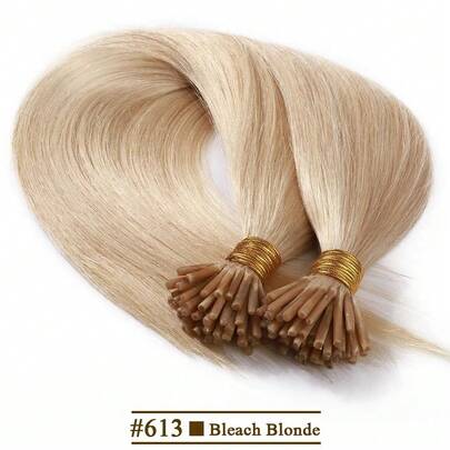 Tóc nối thẳng I-Tip, bộ tóc nối tự nhiên bằng phương pháp fusion, viên nang keratin, màu nâu vàng, 30g/gói