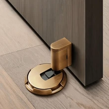 1pc Quiet Windproof Stainless Steel Magnetic Door Stopper - Invisible, Adjustable Strength For Secure Closure