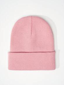 1pc Y2K Style Acrylic Plain Knitted Beanie Hat, Outdoor Cold Weather Casual Warm Cap For Daily Commute Halloween Fall Outfit - Light Board - View 25