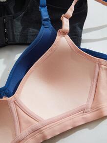 5PCS Lady's Comfortable Sleep Multicolour Wireless Soft Cup Solid Underwear Bra