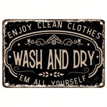 12x8 Inch Vintage Laundry Room Metal Sign - Rustic Iron Wall Decor