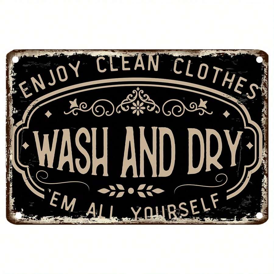 12x8 Inch Vintage Laundry Room Metal Sign - Rustic Iron Wall Decor