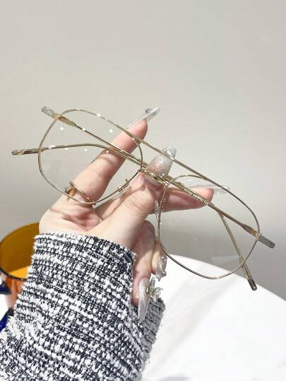 1 副女士金属飞行员镜框休闲日常透明镜片眼镜，可爱装饰风格万圣节
