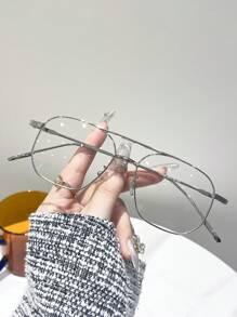 1 副女士金属飞行员镜框休闲日常透明镜片眼镜，可爱装饰风格万圣节 - 無色 - 查看 2