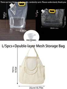 1 件/5 件透明食品储存密封袋、厨房谷物防潮密封袋、真空便携式密封袋、厨房配件 + 1 件可折叠硅胶漏斗/厨房网袋、多用途挂袋、垃圾袋收纳袋 - 無色 - 查看 21