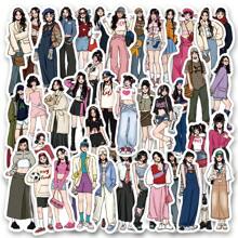 65 件摩卡女孩贴纸乙烯基美学贴纸适用于剪贴簿、日记、笔记本电脑、保险杠、滑板、水瓶、电脑、手机、卡通、安全帽、汽车贴纸和贴花 - 彩色 - 查看 1