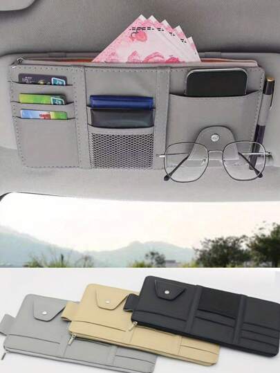 1 件装多功能 ID 收纳夹，适用于汽车遮阳板、汽车收纳、汽车配件、汽车收纳袋、卧室收纳袋