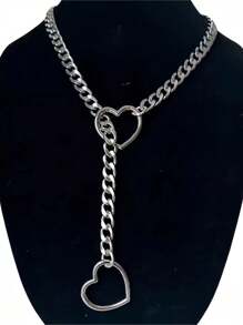 1 chiếc vòng cổ xích trượt cho phụ nữ làm thủ công bằng tay hình trái tim Punk vòng cổ choker trang sức vòng cổ chữ Y Gothic có thể điều chỉnh, dành cho cả nam và nữ, phù hợp cho các buổi tụ tập thường ngày - ngôi sao bạc - Xem 6