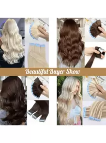 Tape In Human Hair Extensions 12"-24" Mini Tape Hair Extension Straight 10pcs Machine Remy Invisible Adhesive Tape Hair - S1 - View 4