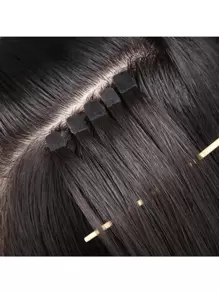 Tape In Human Hair Extensions 12"-24" Mini Tape Hair Extension Straight 10pcs Machine Remy Invisible Adhesive Tape Hair - S1 - View 7