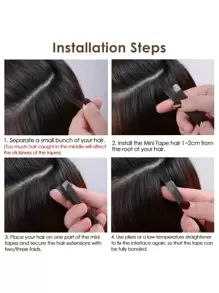 Tape In Human Hair Extensions 12"-24" Mini Tape Hair Extension Straight 10pcs Machine Remy Invisible Adhesive Tape Hair - S1 - View 6