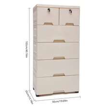 Bedroom 6Drawer Dresser Storage Organizer Chest Of Tower Closet Nightstand White Plastic Drawers Dresser, Storage Cabinet With 6 Drawers, 20" Wx14 Dx40 H Closet Drawers Tall Dresser Organizer With 4 Wheels For Clothes,Playroom,Bedroom,Kitchen Storage Furniture - 米色 - 查看 3
