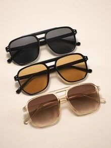 3 件套男士多色经典复古夏季度假休闲时尚眼镜休闲太阳镜配饰沙滩配饰眼镜太阳镜 - 彩色 - 查看 8