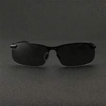 1 件男士运动无框时尚眼镜 - 大号、新潮、时尚，配有变色镜片，适合打高尔夫、钓鱼和徒步旅行，打造街头风格，适合搭配毛衣夹克、运动衫、连帽衫、皮裤和工装裤 - 黑色 - 查看 6