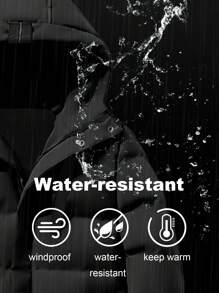 Boyfriend Style Men's Thick Mid-Length Hooded Casual Jacket With Drawstring, Pockets, Windproof And Waterproof, -Padded, Winter Boyfriend Style Men Clothes Daily Outfit Padded Jacket Puffer Jacket Christmas Gifts Christmas Clothes Cold Weather Clothes - Black - View 5