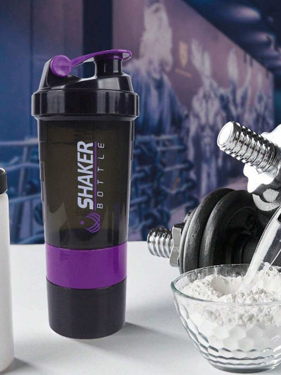 1 件运动水壶，3 层摇摇杯，适用于低温蛋白粉，适合健身、户外旅行和礼物 - 彩色 - 查看 1